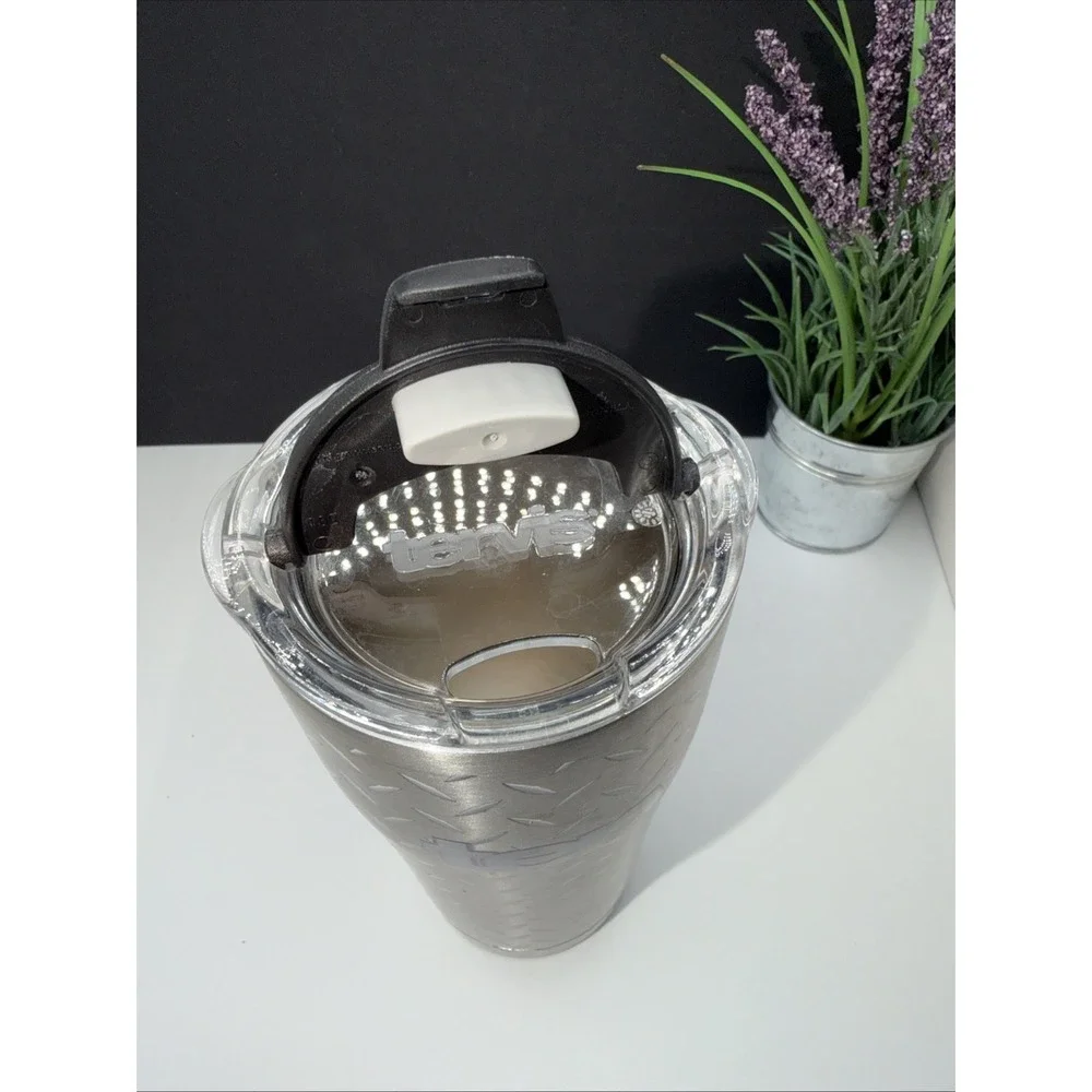Tervis Tumbler Diamond Plate 20 oz Stainless Steel w/Slider Lid‎ Industrial Fl